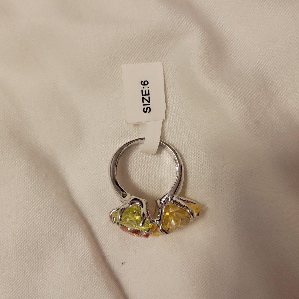 Park Lane Silver Ring with Yellow and Green Stones